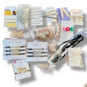 Huge lot of hair accessories -barrettes - clips - hair ties NWT gift idea